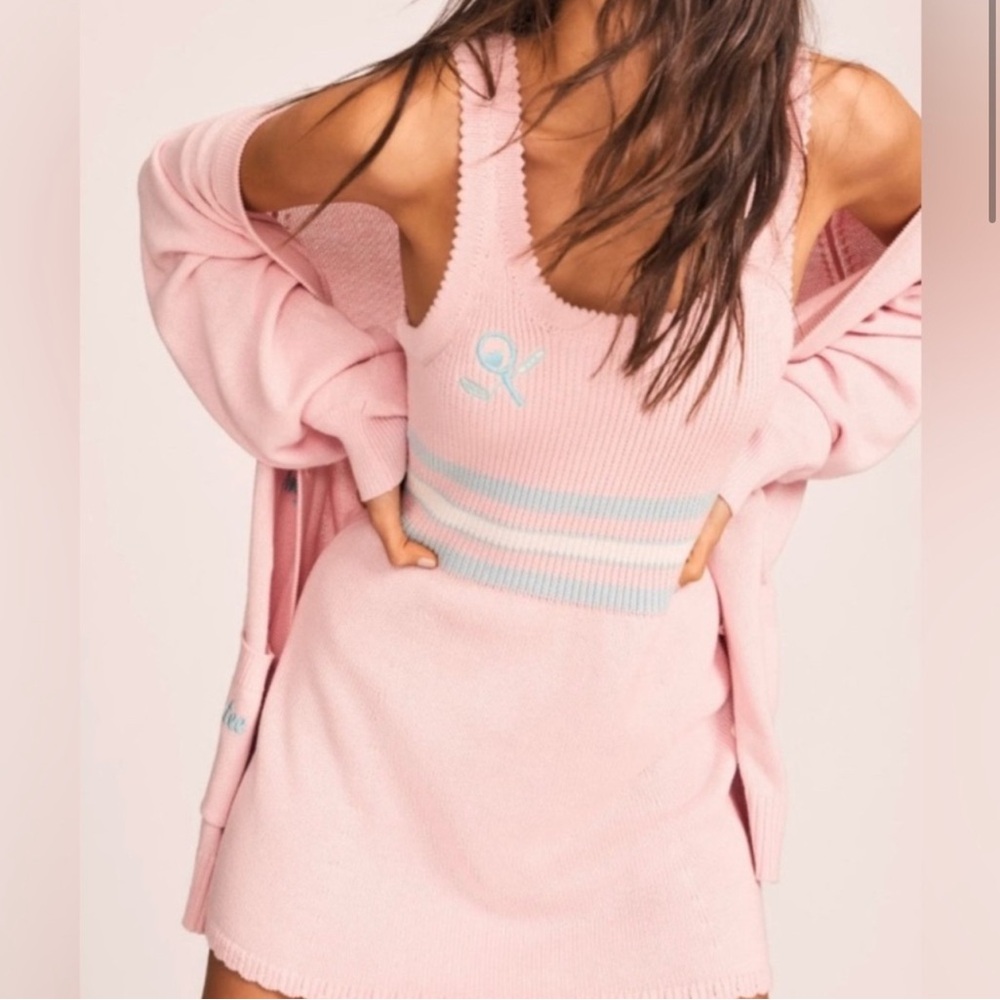 LoveShackFancy INDIANA MINI Sweater Knit Dress PINK SANDS Tennis Courtcore